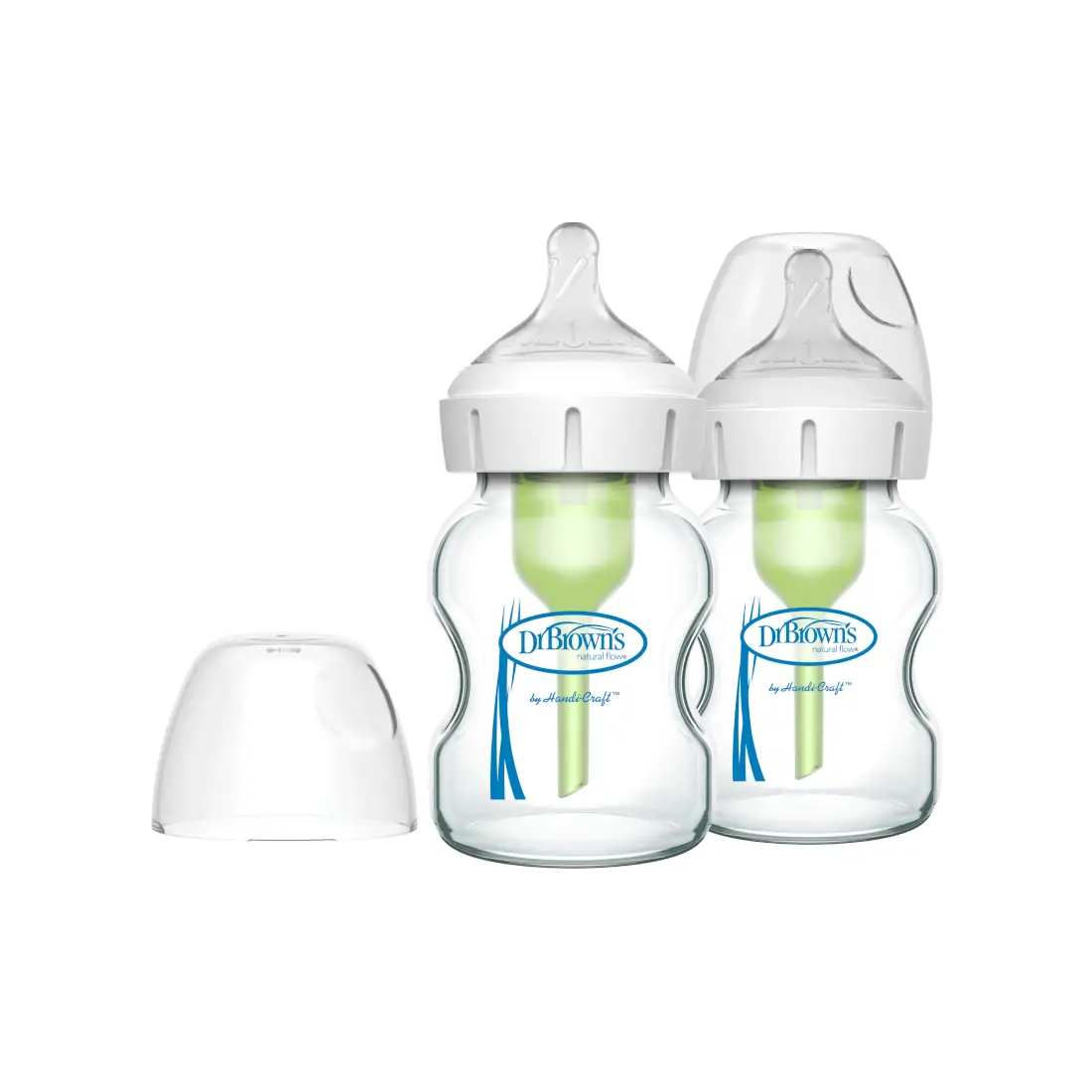 Pachet Biberoane Anti-Colici din sticla cu Gat Larg â€Options Plus†150 ml. (2 pack)