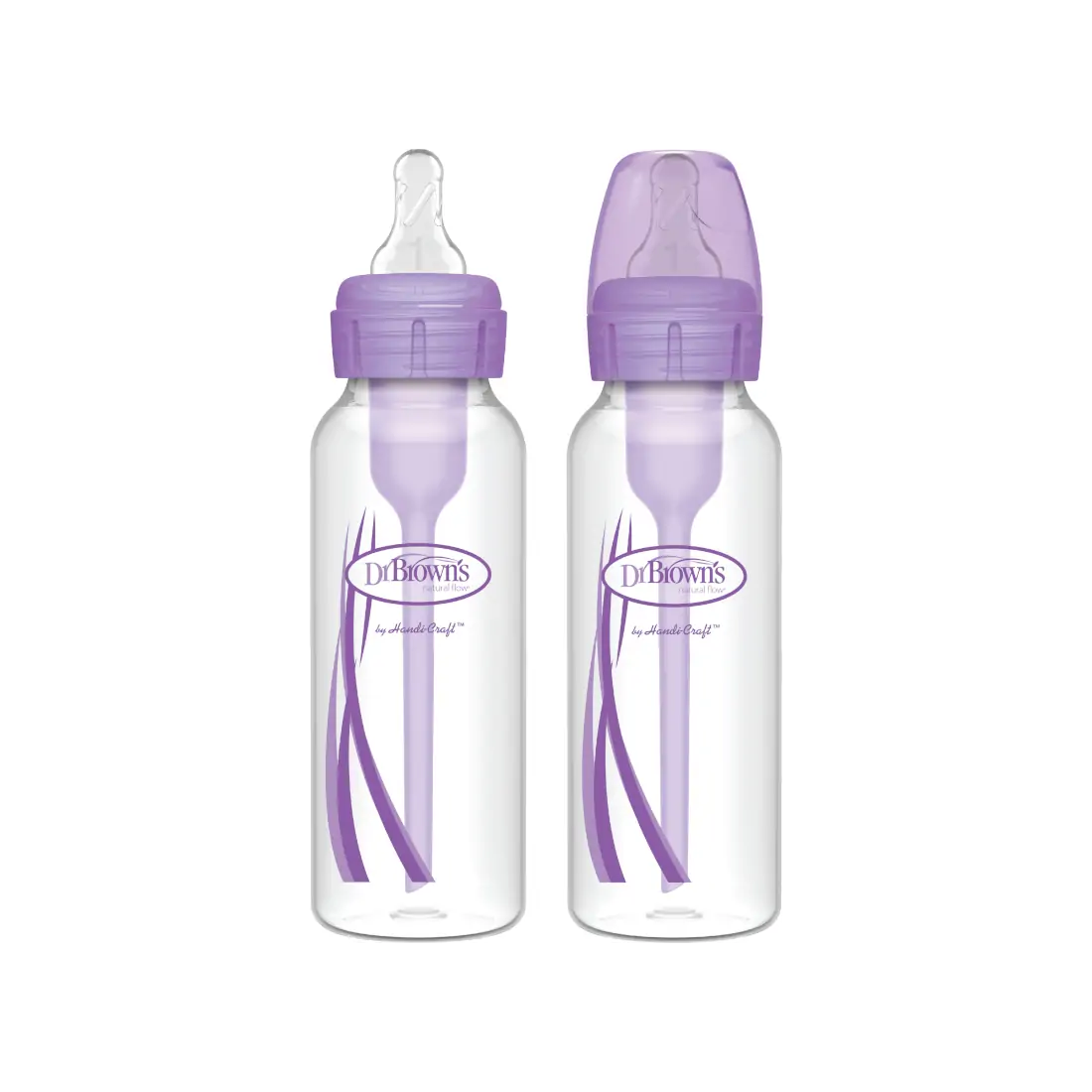 Pachet Biberoane din plastic, Anti-Colici cu Gat Ingust â€Options Plus†� de 250 ml. (2 pack) Violet