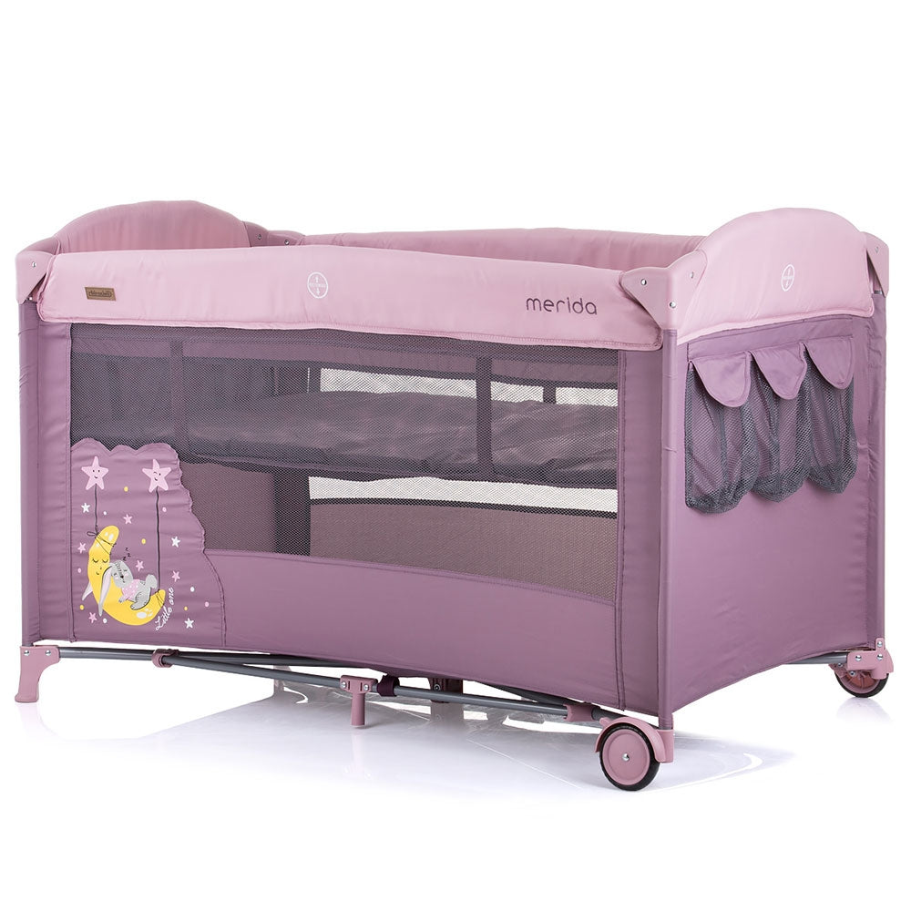 Patut pliabil Chipolino Merida blush cu laterala culisanta
