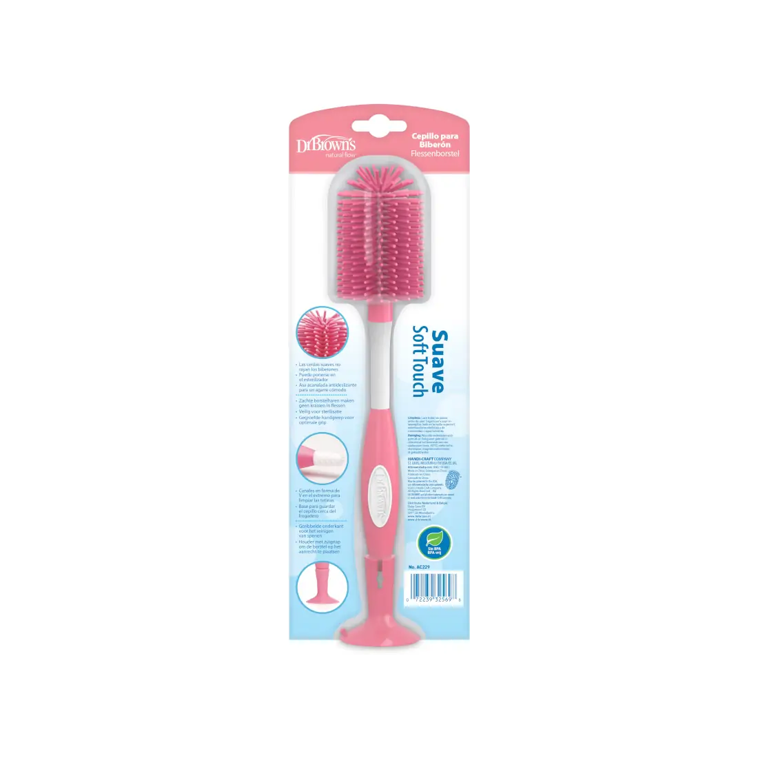 Perie 'Soft Touch' pentru curatarea biberoanelor, Roz