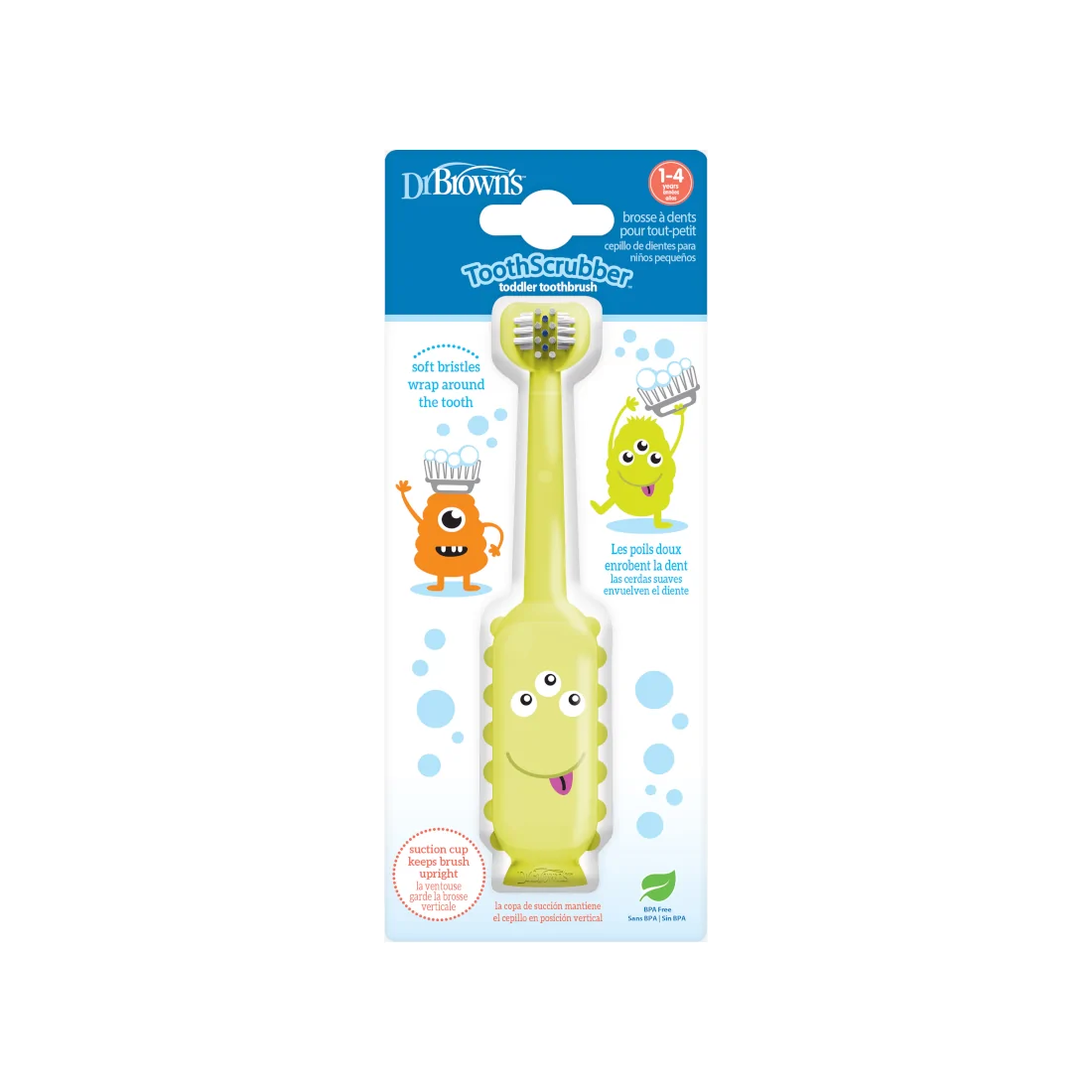 Periuta de dinti tripla curatare, pentru copii 1-4 ani, galbena