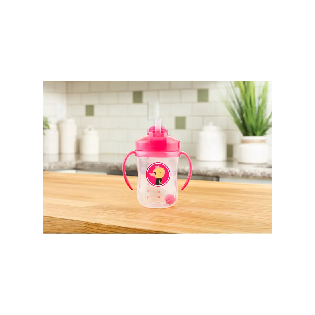 Prima canita cu pai a bebelusului 270 ml. 6 luni+