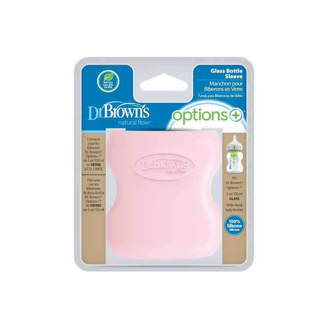 Protectie din silicon pentru biberon din sticla cu Gat Larg 150 ml., Roz