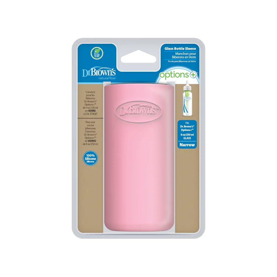 Protectie din silicon pentru biberon Gat Ingust din sticla 250 ml., Roz