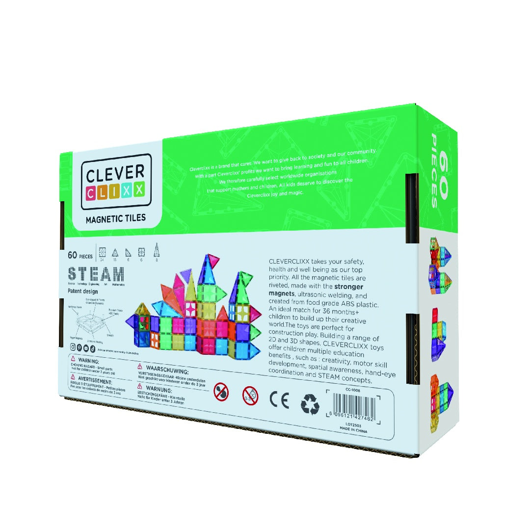 Set magnetic de construit Inventiv 60 piese, Cleverclixx