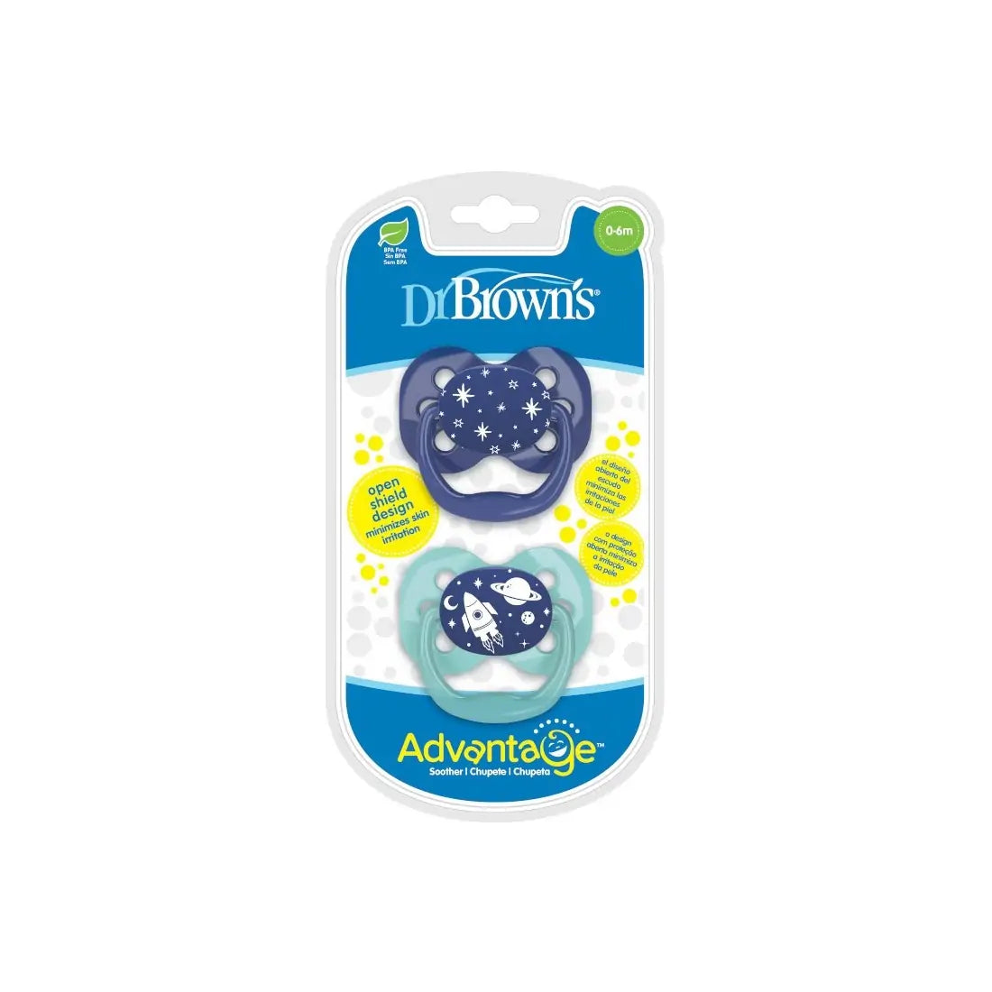 Suzeta silicon "Advantage" cu capac, nivel 1 (0-6 luni), baieti (2 pack)