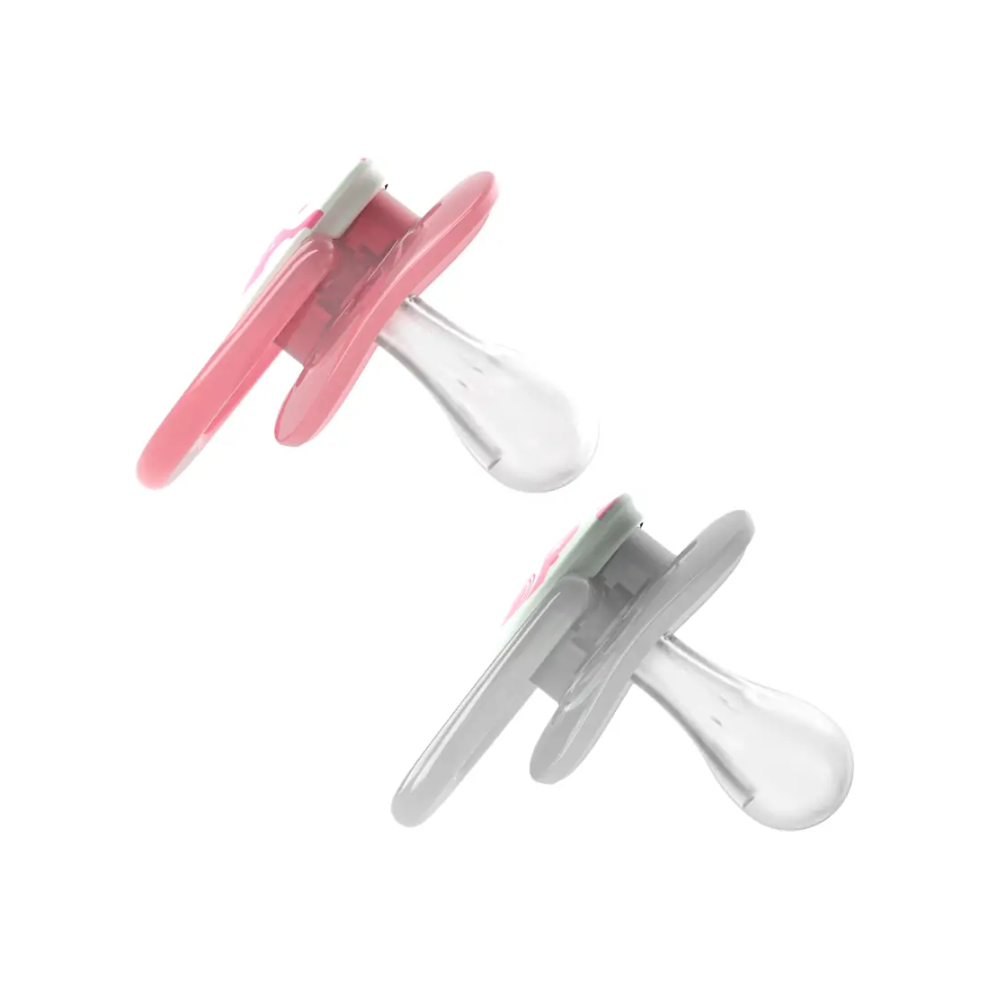 Suzeta silicon "Advantage" cu capac, nivel 1 (0-6 luni), culori fosforescente ptr. fetite (2 pack)
