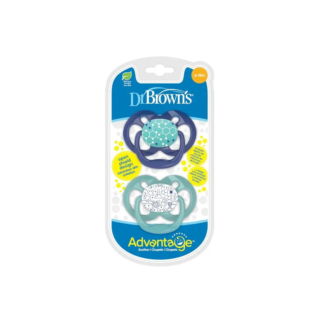 Suzeta silicon "Advantage" cu capac, nivel 2 (6-18 luni), baieti (2 pack)