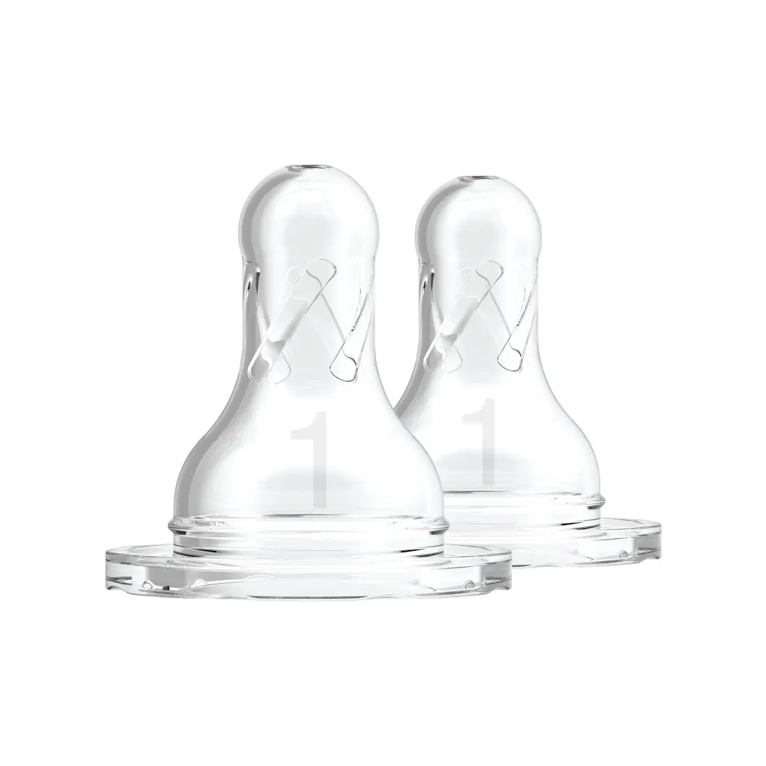 Tetine din silicon pentru biberoane cu gat ingust nivel 1 (0-3 luni) (2 pack)