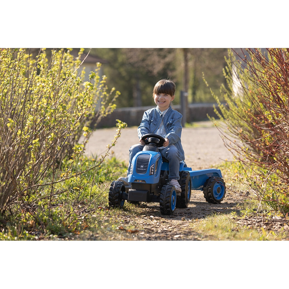 Tractor cu pedale si remorca Smoby Farmer XL albastru