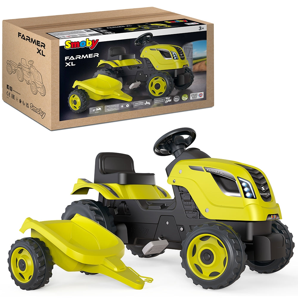 Tractor cu pedale si remorca Smoby Farmer XL verde