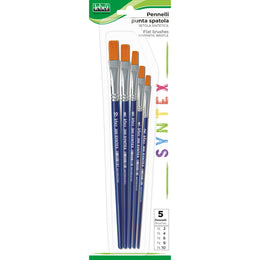 Set 5 pensule, varf drept sintetic (blister)