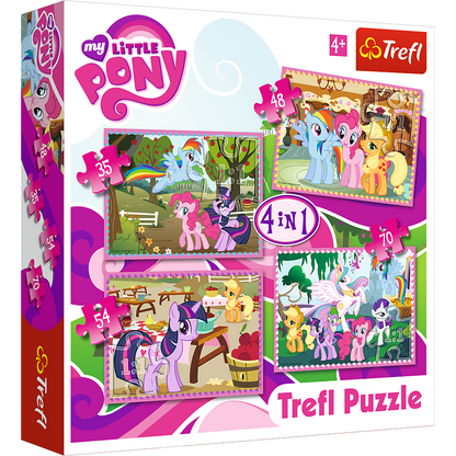 Set puzzle 4 in 1 Trefl My Little Pony, Poneii in vacanta, 1x35 piese, 1x48 piese, 1x54 piese, 1x70 piese
