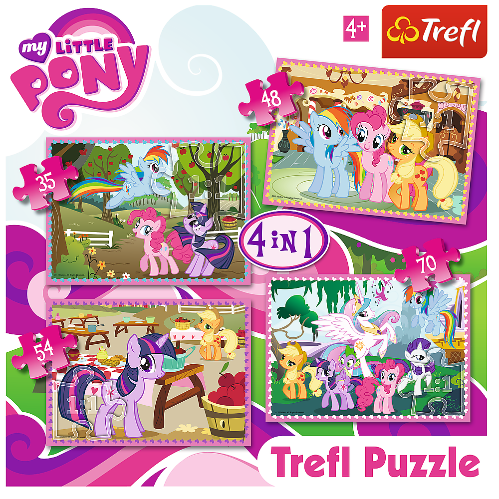 Set puzzle 4 in 1 Trefl My Little Pony, Poneii in vacanta, 1x35 piese, 1x48 piese, 1x54 piese, 1x70 piese