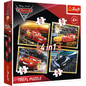 Set puzzle 4 in 1 Trefl Disney Cars, Gata de cursa 1x35 piese, 1x48 piese, 1x54 piese, 1x70 piese