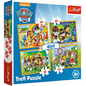 Set puzzle 4 in 1 Trefl Paw Patrol, Mereu punctual, 1x35 piese, 1x48 piese, 1x54 piese, 1x70 piese