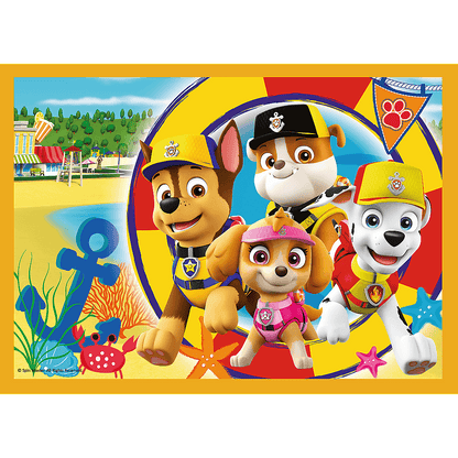 Set puzzle 4 in 1 Trefl Paw Patrol, Mereu punctual, 1x35 piese, 1x48 piese, 1x54 piese, 1x70 piese
