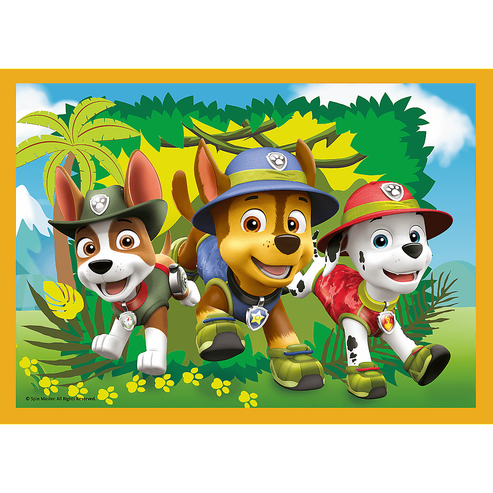 Set puzzle 4 in 1 Trefl Paw Patrol, Mereu punctual, 1x35 piese, 1x48 piese, 1x54 piese, 1x70 piese