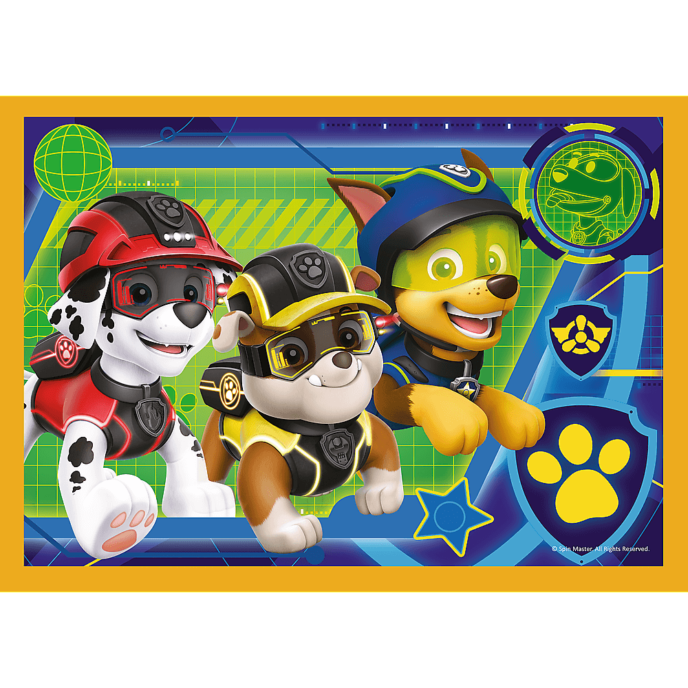Set puzzle 4 in 1 Trefl Paw Patrol, Mereu punctual, 1x35 piese, 1x48 piese, 1x54 piese, 1x70 piese
