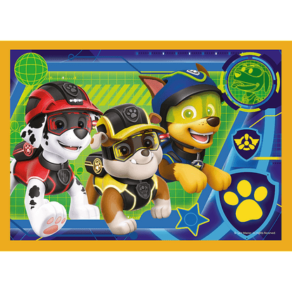 Set puzzle 4 in 1 Trefl Paw Patrol, Mereu punctual, 1x35 piese, 1x48 piese, 1x54 piese, 1x70 piese