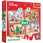 Set puzzle 4 in 1 Trefl Disney, Sarbatoarea Craciunului, 1x35 piese, 1x48 piese, 1x54 piese, 1x70 piese