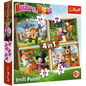 Set puzzle 4 in 1 Trefl Masha and the Bear, Aventurile lui Masha in padure, 1x35 piese, 1x48 piese, 1x54 piese, 1x70 piese