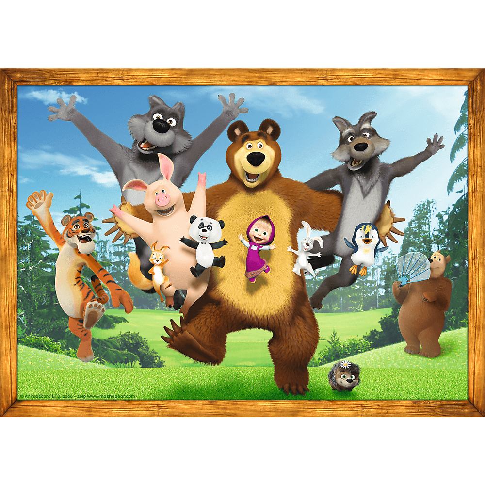 Set puzzle 4 in 1 Trefl Masha and the Bear, Aventurile lui Masha in padure, 1x35 piese, 1x48 piese, 1x54 piese, 1x70 piese