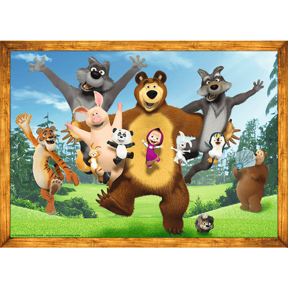 Set puzzle 4 in 1 Trefl Masha and the Bear, Aventurile lui Masha in padure, 1x35 piese, 1x48 piese, 1x54 piese, 1x70 piese