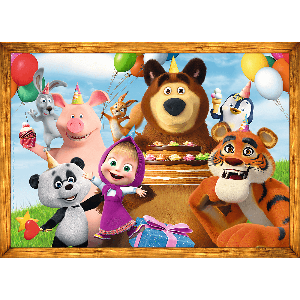 Set puzzle 4 in 1 Trefl Masha and the Bear, Aventurile lui Masha in padure, 1x35 piese, 1x48 piese, 1x54 piese, 1x70 piese