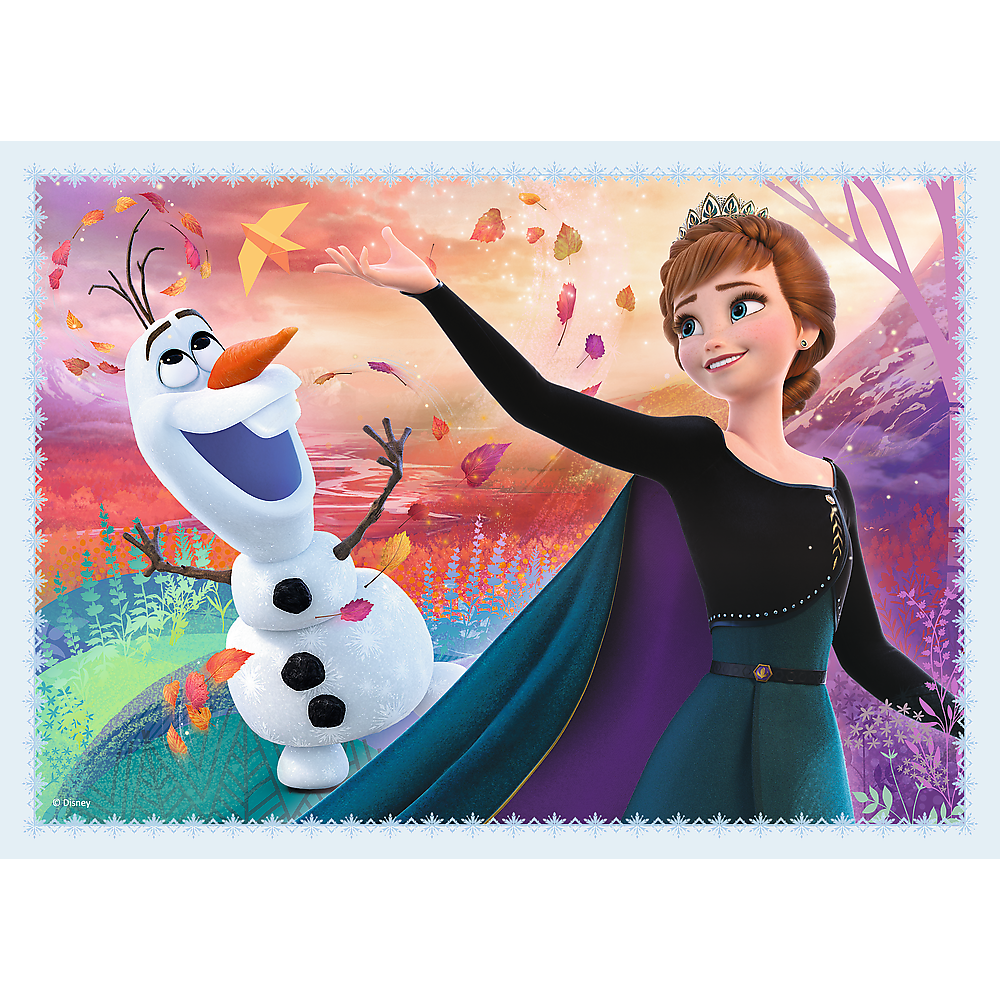 Set puzzle 4 in 1 Trefl Disney Frozen 2, In padurea magica, 1x35 piese, 1x48 piese, 1x54 piese, 1x70 piese