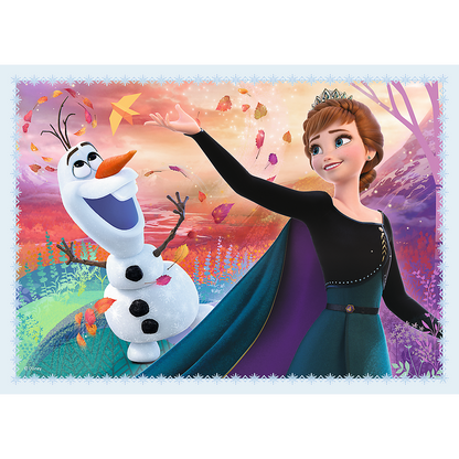 Set puzzle 4 in 1 Trefl Disney Frozen 2, In padurea magica, 1x35 piese, 1x48 piese, 1x54 piese, 1x70 piese