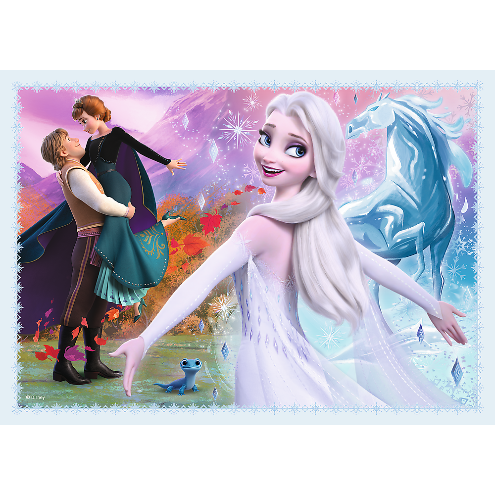 Set puzzle 4 in 1 Trefl Disney Frozen 2, In padurea magica, 1x35 piese, 1x48 piese, 1x54 piese, 1x70 piese