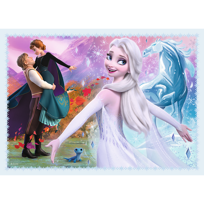 Set puzzle 4 in 1 Trefl Disney Frozen 2, In padurea magica, 1x35 piese, 1x48 piese, 1x54 piese, 1x70 piese