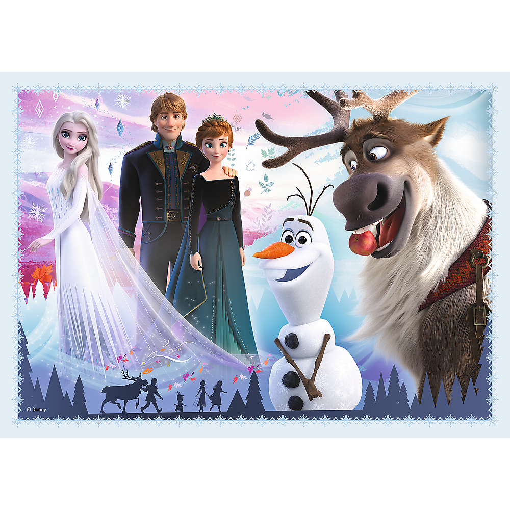 Set puzzle 4 in 1 Trefl Disney Frozen 2, In padurea magica, 1x35 piese, 1x48 piese, 1x54 piese, 1x70 piese