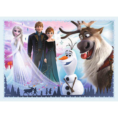 Set puzzle 4 in 1 Trefl Disney Frozen 2, In padurea magica, 1x35 piese, 1x48 piese, 1x54 piese, 1x70 piese