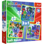 Set puzzle 3 in 1 Trefl Eroi in Pijama, Gata de actiune, 1x20 piese, 1x36 piese, 1x50 piese