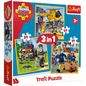 Set puzzle 3 in 1 Trefl Fireman Sam, Pompierul Sam in actiune, 1x20 piese, 1x36 piese, 1x50 piese