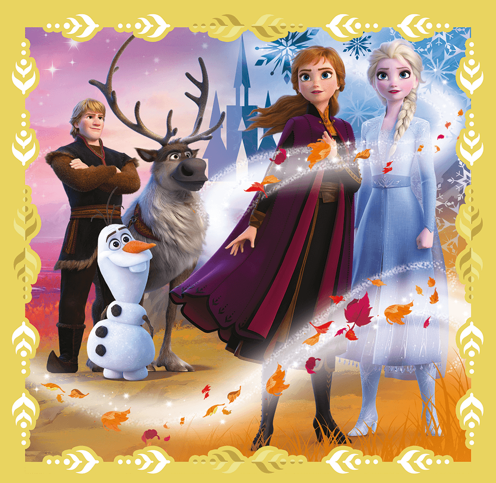 Set puzzle 3 in 1 Trefl Disney Frozen 2, Puternicele Ana si Elsa, 1x20 piese, 1x36 piese, 1x50 piese