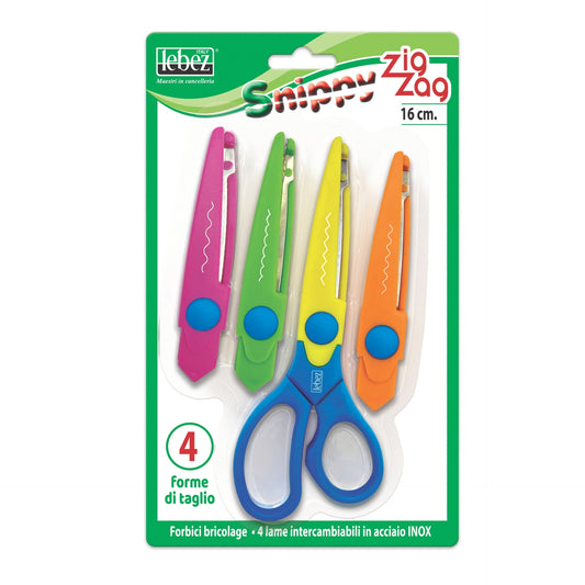 Set foarfeca zig-zag, 16 cm cu 4 lame interschimbabile (blister)