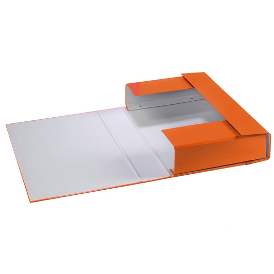 Dosar A4 cu elastic din carton laminat lucios, portocaliu (25x35x7)
