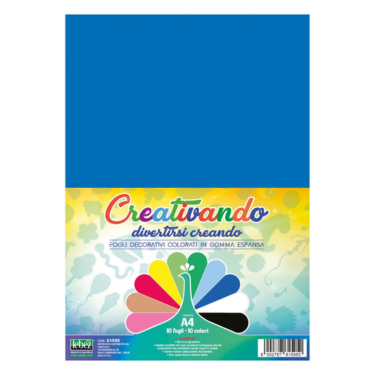 Hartie gumata asortata 10 culori, A4, 21 x 29.7 cm, grosime 2mm