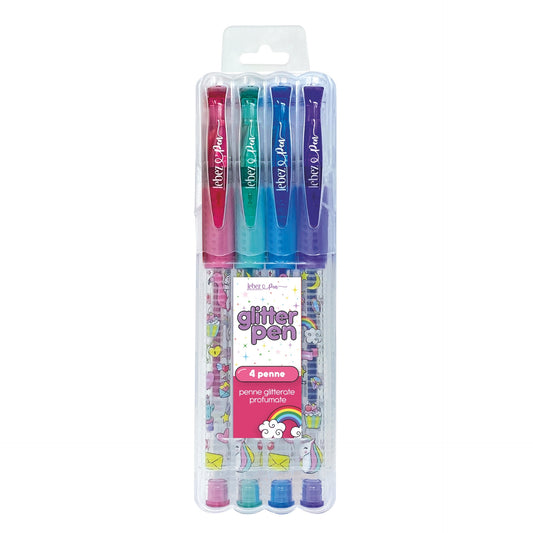 Pixuri cu sclipici parfumat, cu manere moi, Girly, 4 culori (blister)