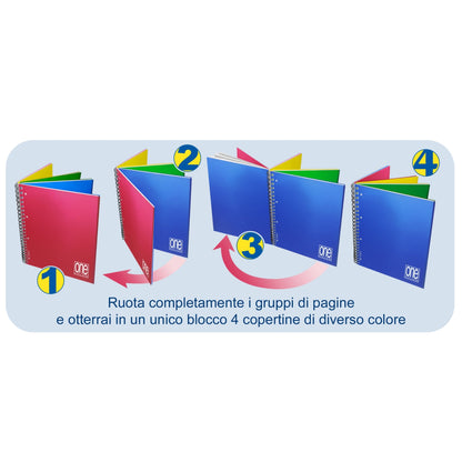 Caiet A4+ cu spirala - One Color 4x4, 80 g/m2, 120+4 pag., coperta PP (Matematica)