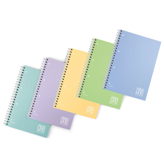 Caiet A4+ cu spirala - One Color Pastel, 80 g/m2, 80 pag., coperta PP (Matematica)