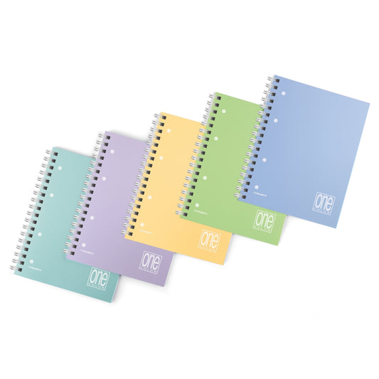Caiet A5+ cu spirala - One Color Pastel, 80 g/m2, 80 pag., coperta PP (Dictando)