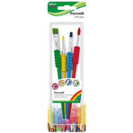 Set 4 pensule cu prindere moale si par sintetic (blister)