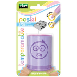 Ascutitoare de creion cu 2 gauri si container Pastel, 6 modele (blister)