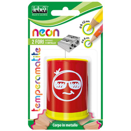 Ascutitoare de creion cu 2 gauri si container Neon, 6 modele (blister)