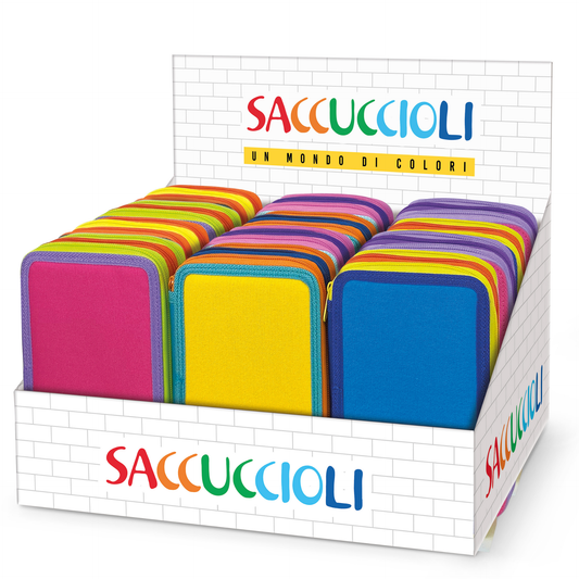 Penar echipat - Color Block Basic cu 3 fermoare (18 markere si 18 creioane colorate) - 13 x 20 x 6.5 cm (12buc/display)