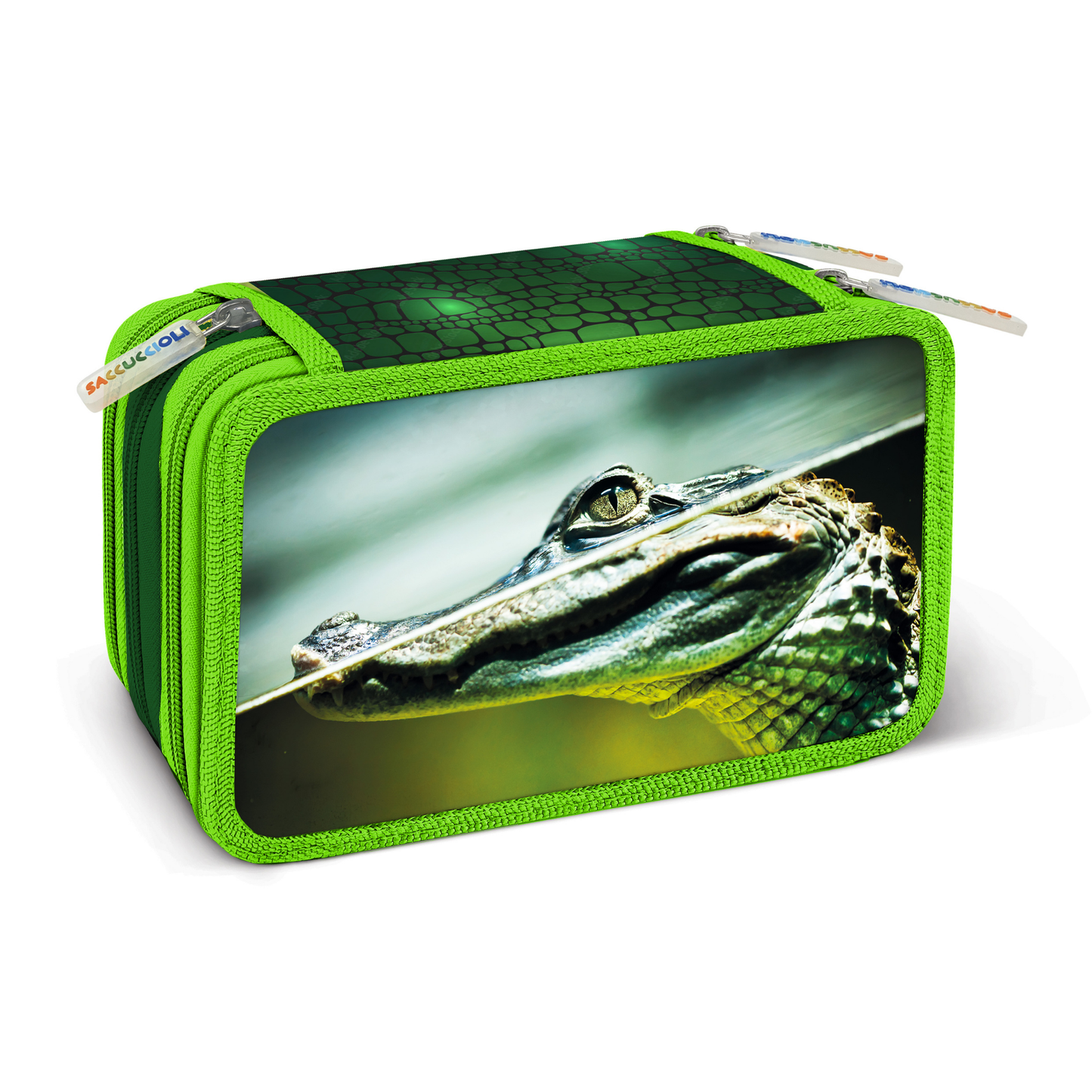 Penar echipat - Animale cu 3 fermoare (18 markere si 18 creioane colorate) - 13 x 20 x 6.5 cm (12 buc/display)